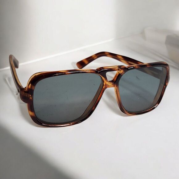 Vintage Style Eyes Gray Glass Lens Brown Tortoise Sunglasses Frames Japan Square - Picture 1 of 16